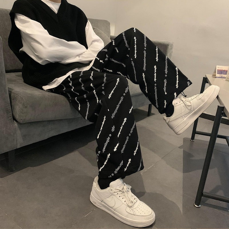 Casual Trousers With Letters Printed Track Sweatpants