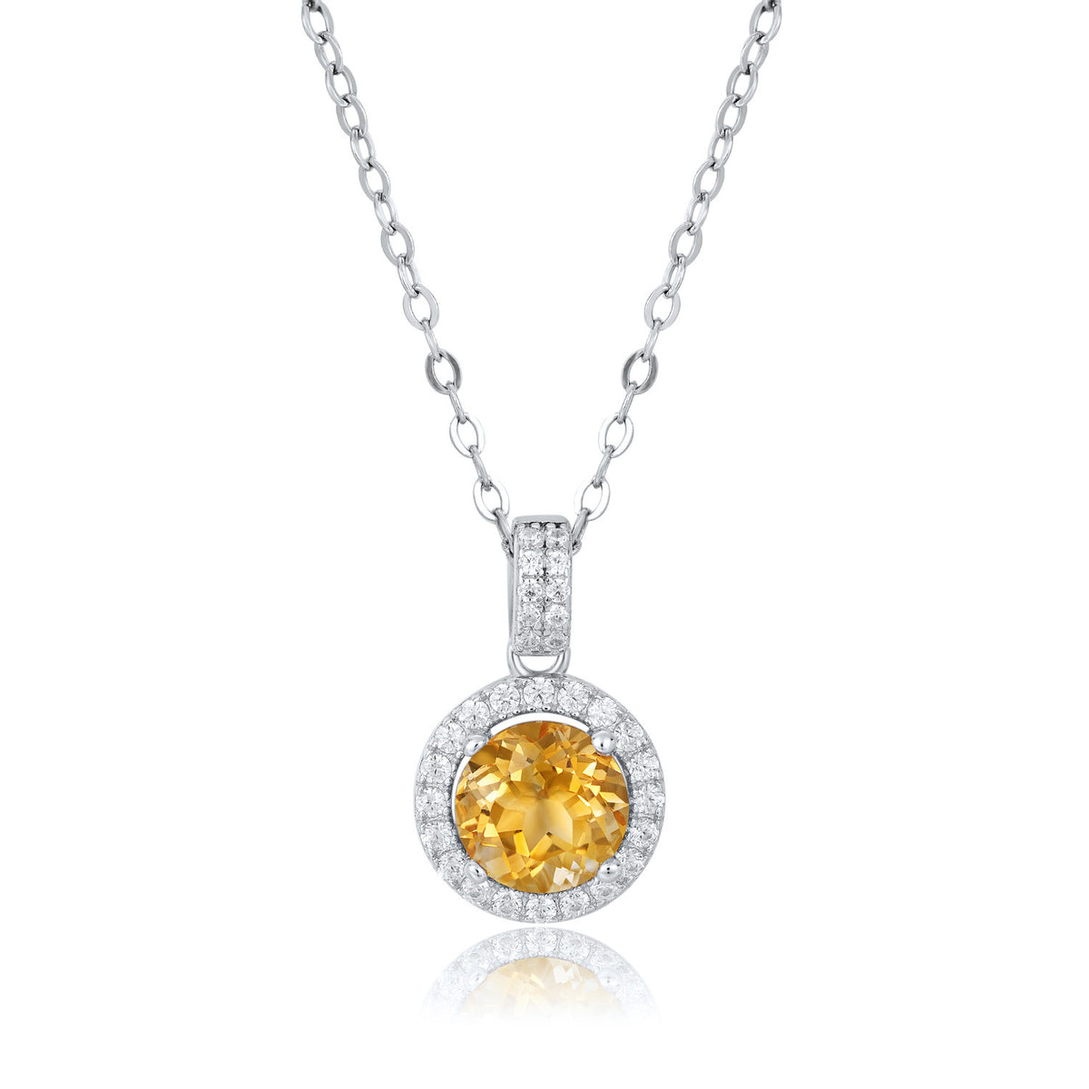 Luxurious Necklace Designed By A Small Group Of People, Korean Version, Simple Circular Pendant, 925 Silver With Natural Yellow Crystal Necklace