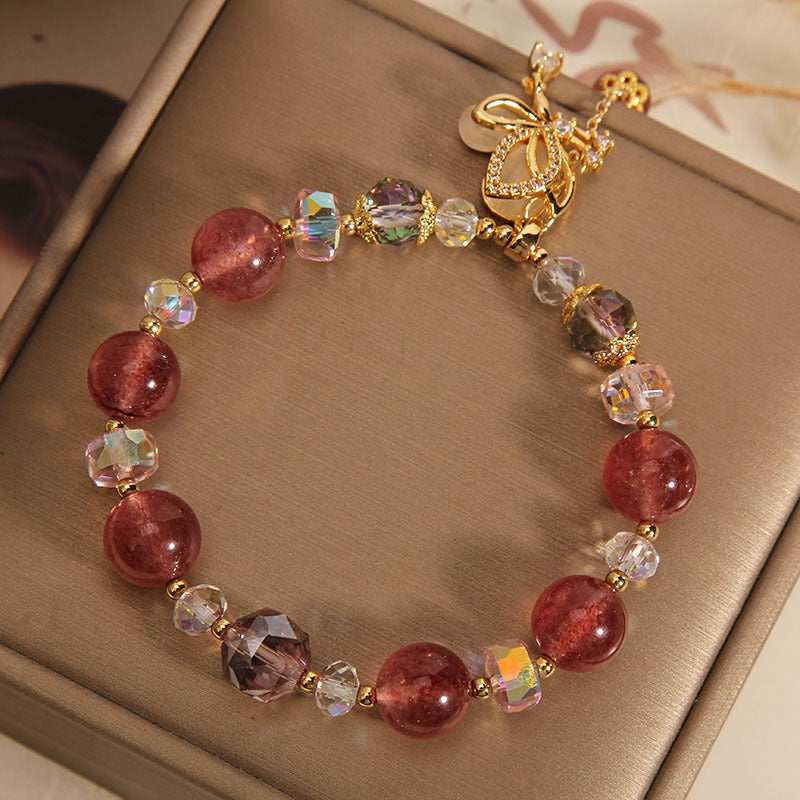 Natural Strawberry Quartz Bracelet Women