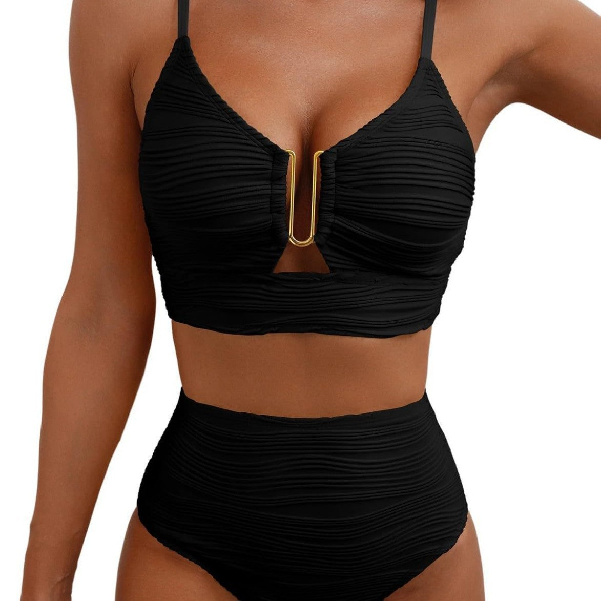 Bikini V-Neck Hollow Swimsuit High Waist Women