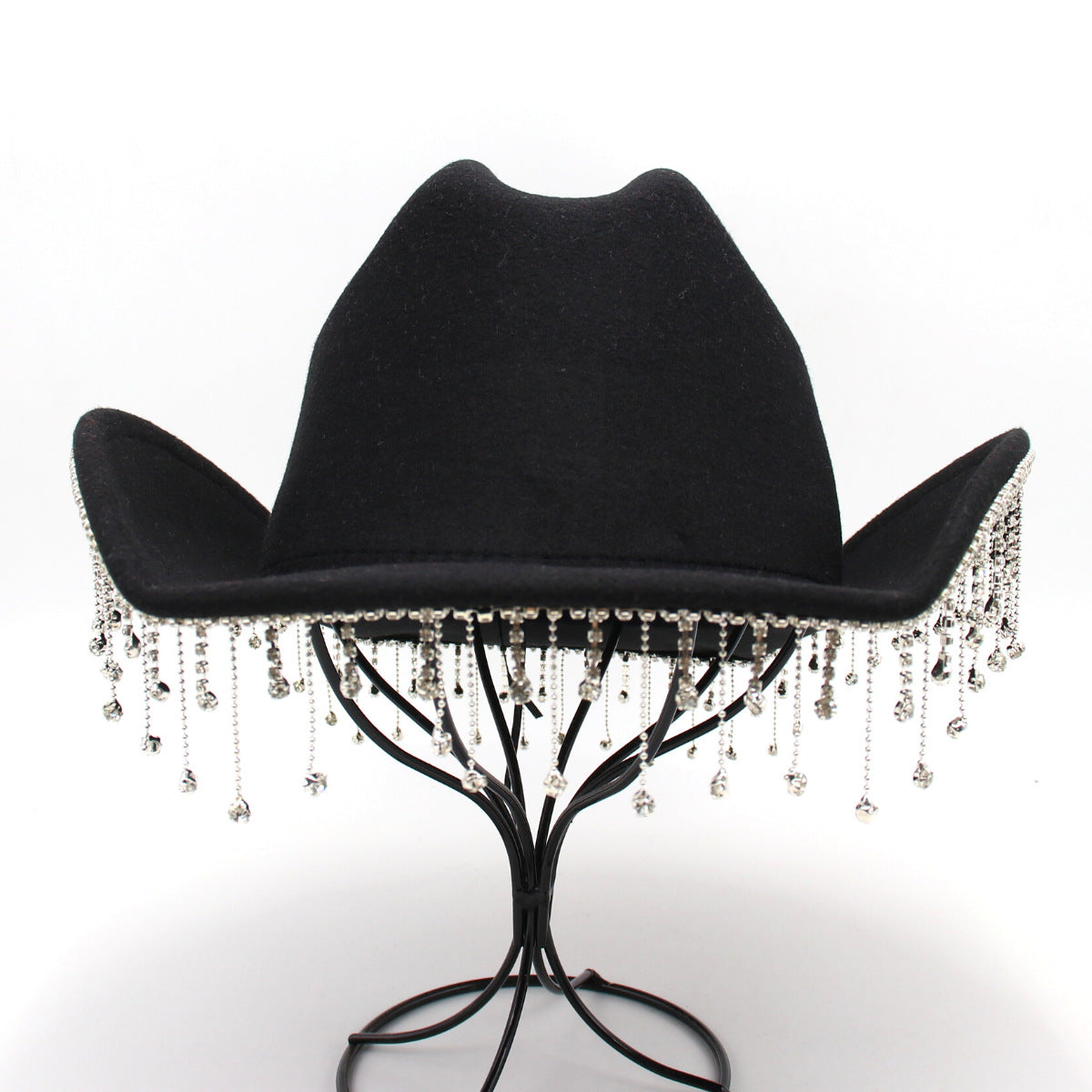 Warped Top Hat With Diamond Tassel Western Cowboy Hat