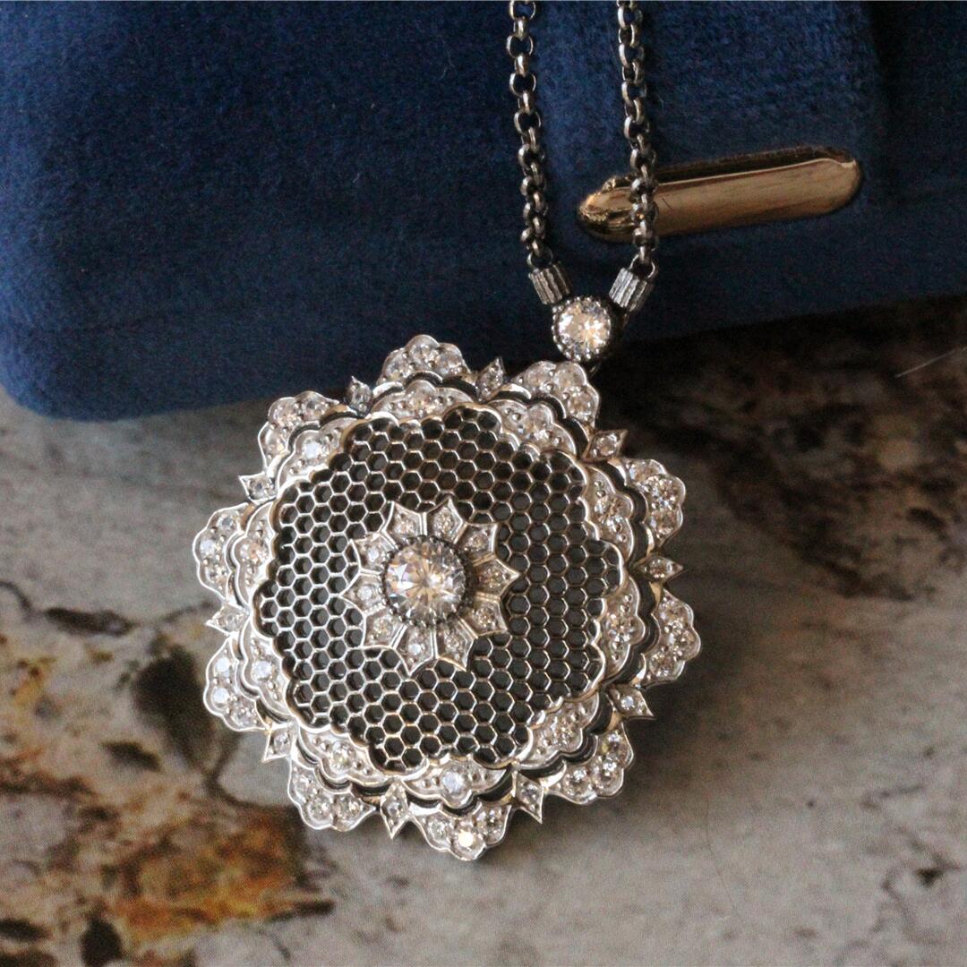 Sterling Silver Gold Plated Vintage Flower Necklace Dress