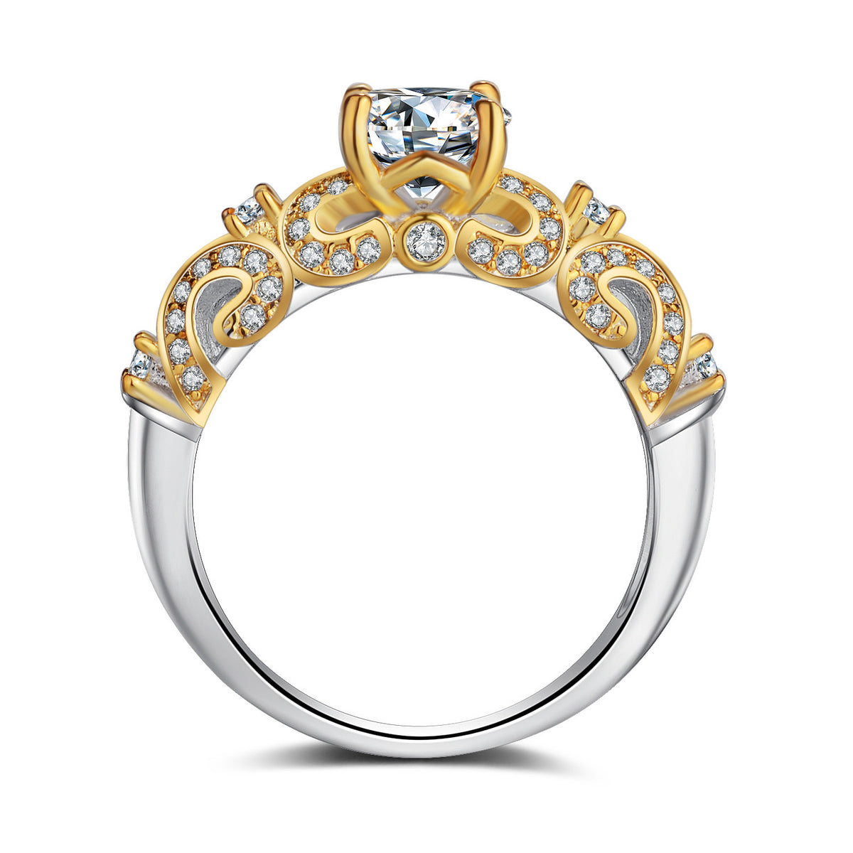 Four-Claw Inlay Simulation Diamond Ring