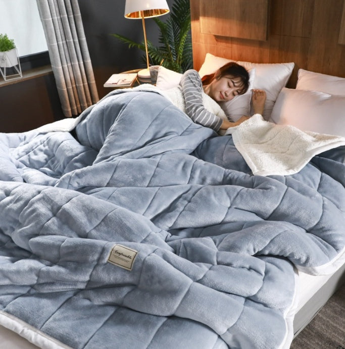 Double Layer Thickened Coral Pile Blanket in Winter