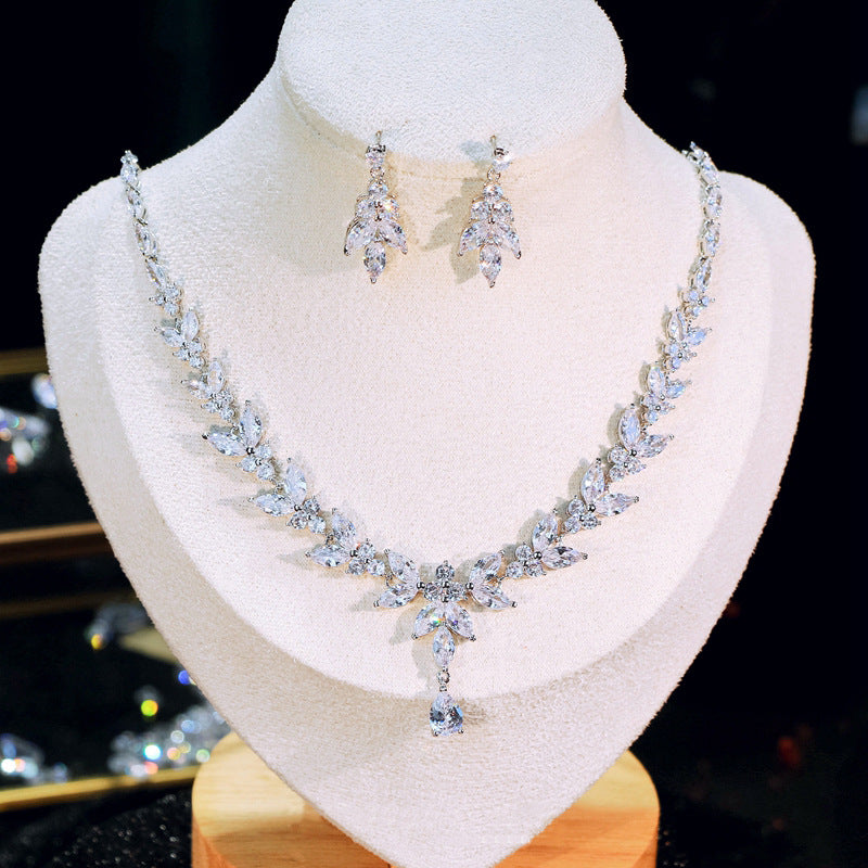 Simple White Bride Zircon Set Women