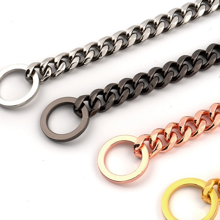 Titanium Steel Metal Hip Hop Pet 15mm Gold Stainless Steel Dog Leash