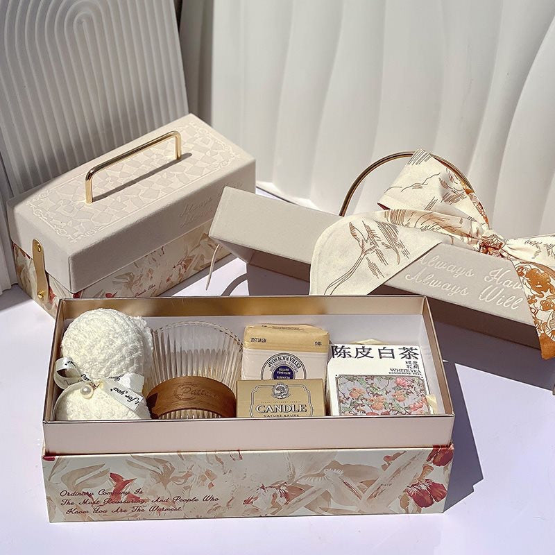 Velvet Embossed Metal Portable Gift Box