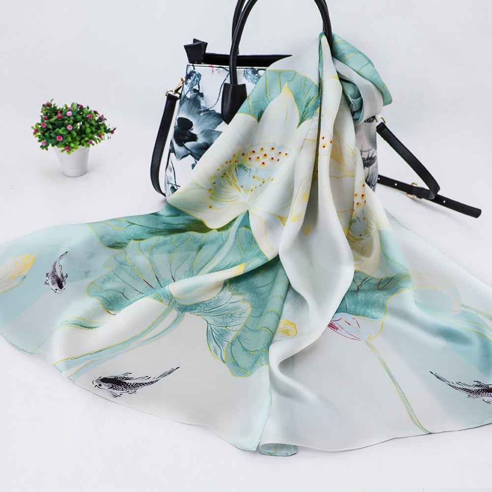Women's Silk Scarf Shawl Sunscreen Scarf