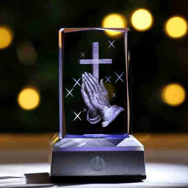 Crystal Decoration 3D Inner Carved Crystal With Lamp Holder