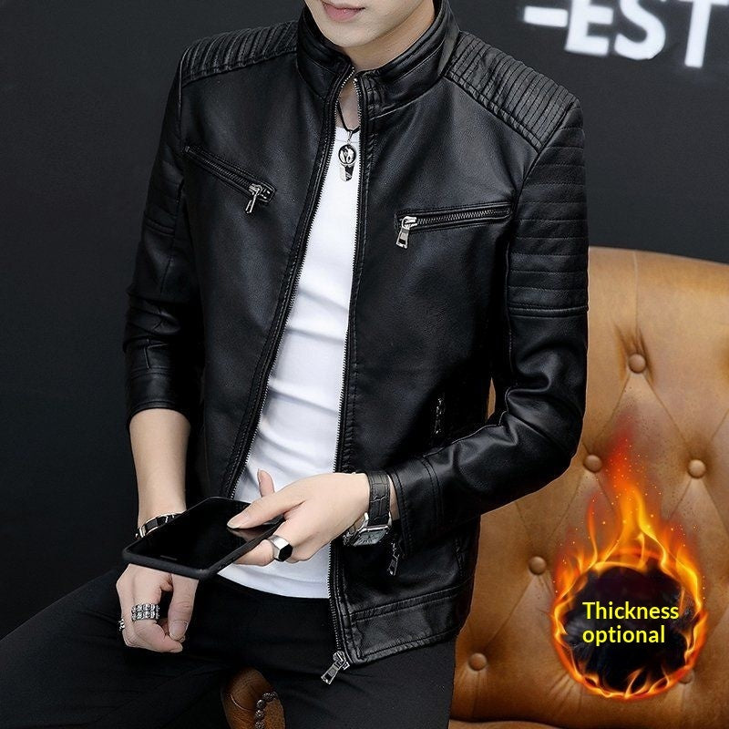 Mens Springautumn Leather Jacket