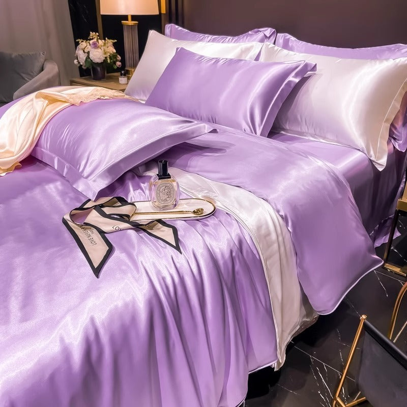 Four-Piece Double-Sided Silk Quilt Cover Ice Silk Tencel Spring And Summer Bedding