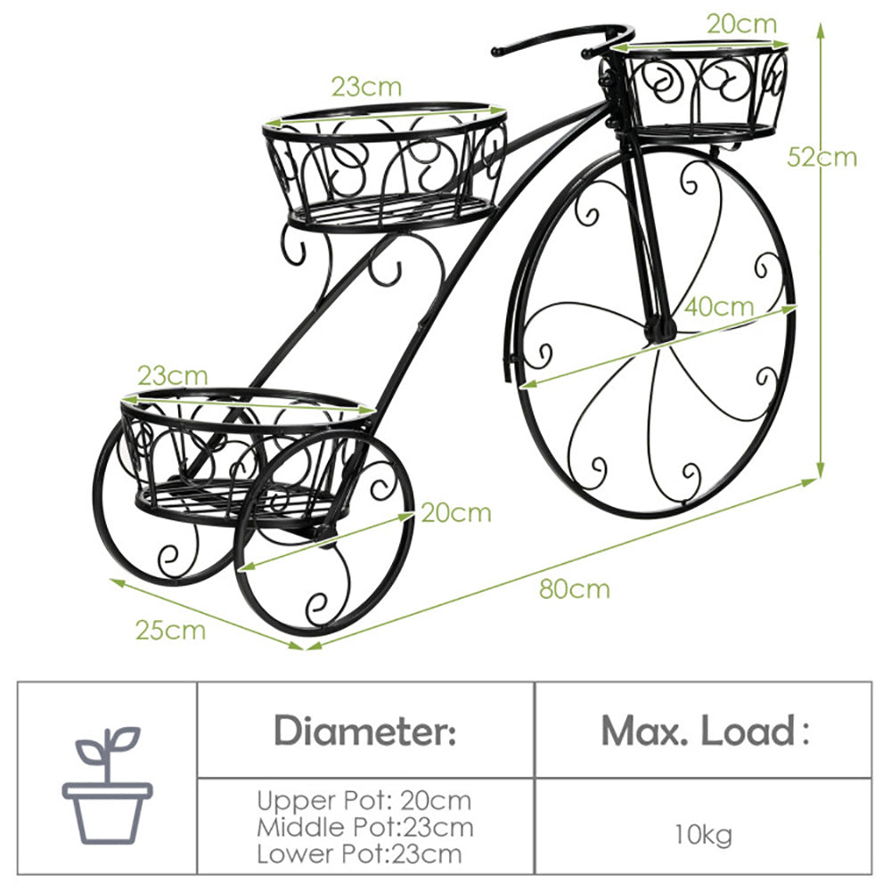 Tricycle Plant Stand Flower Pot Cart Holder In Parisian Style