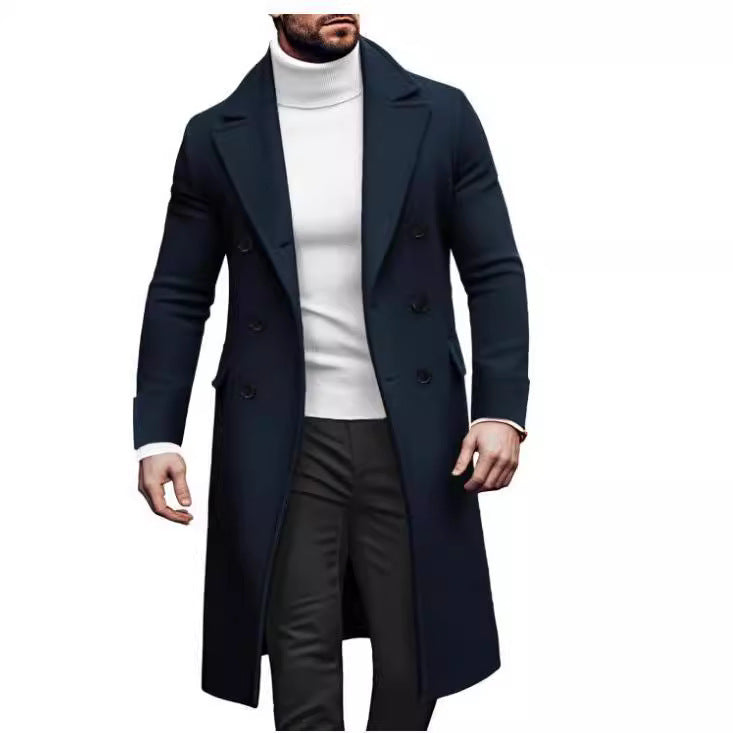 Woolen Large Overcoat Male Double-Breasted Coat
