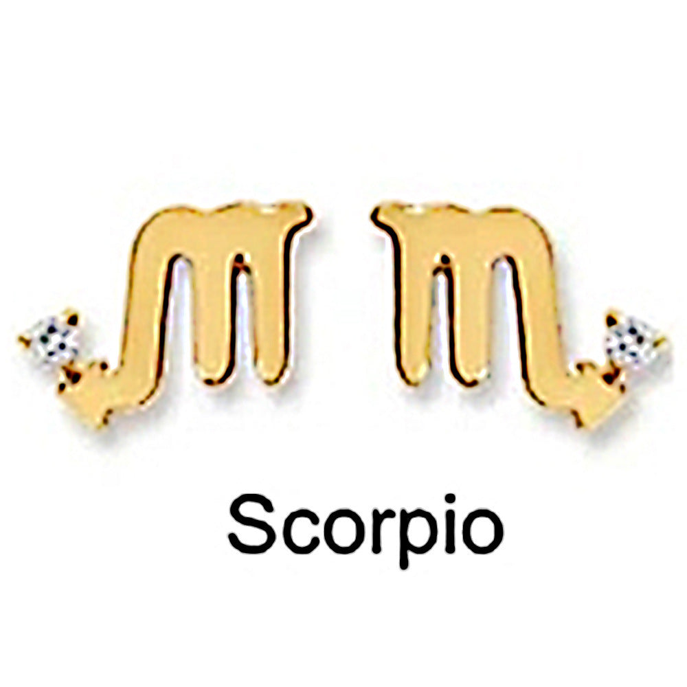 Fashion Ins Style Mini Glossy Twelve Constellation S925 Sterling Silver Personalized Diamond Constellation Stud Earrings