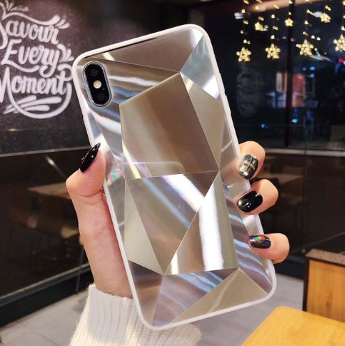 Compatible With Apple, Glitter Diamond Texture Case For X XS Max XR 7 Plus Mirror Acrylic Back Cover Cases For 6 S 7 8 Plus