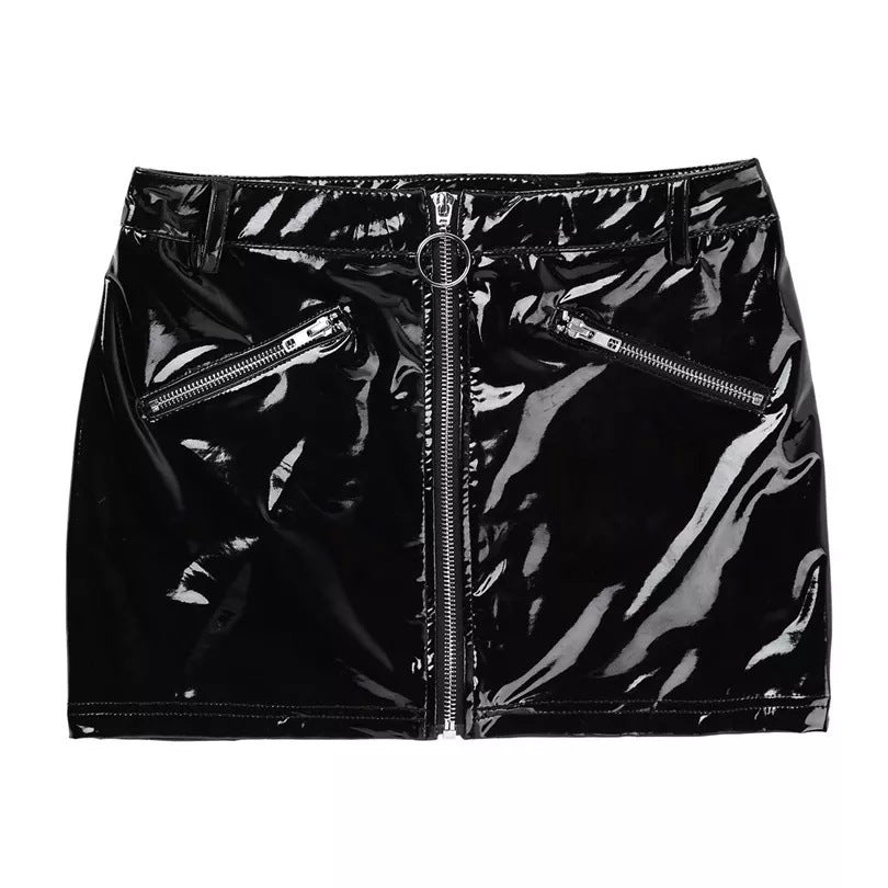High-Gloss PVC Patent Leather Sexy Skirt