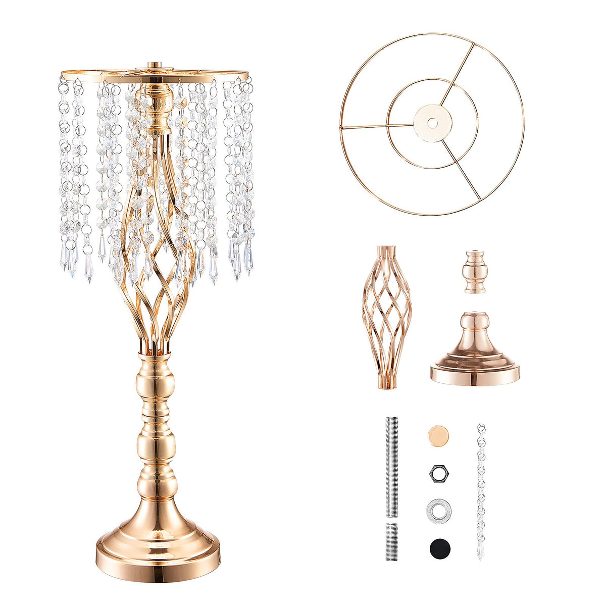 10PCS 55cm/21.65” Tall Crystal Wedding Flower Stand Vase For Party Decor