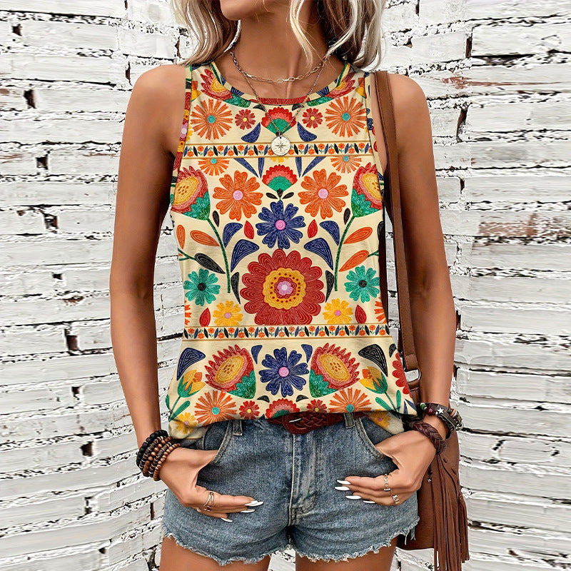 Summer Sleeveless Floral Vest For Women