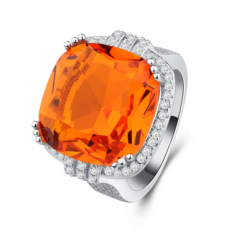 Luxury Exaggerated Orange Gemstone Ring