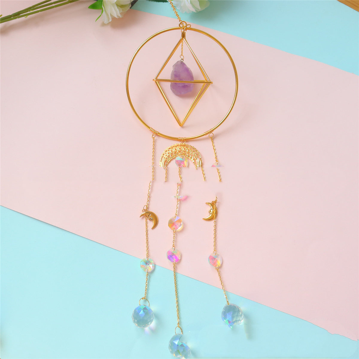 Original Design Gravel Creative Large Circle Crystal Pendant