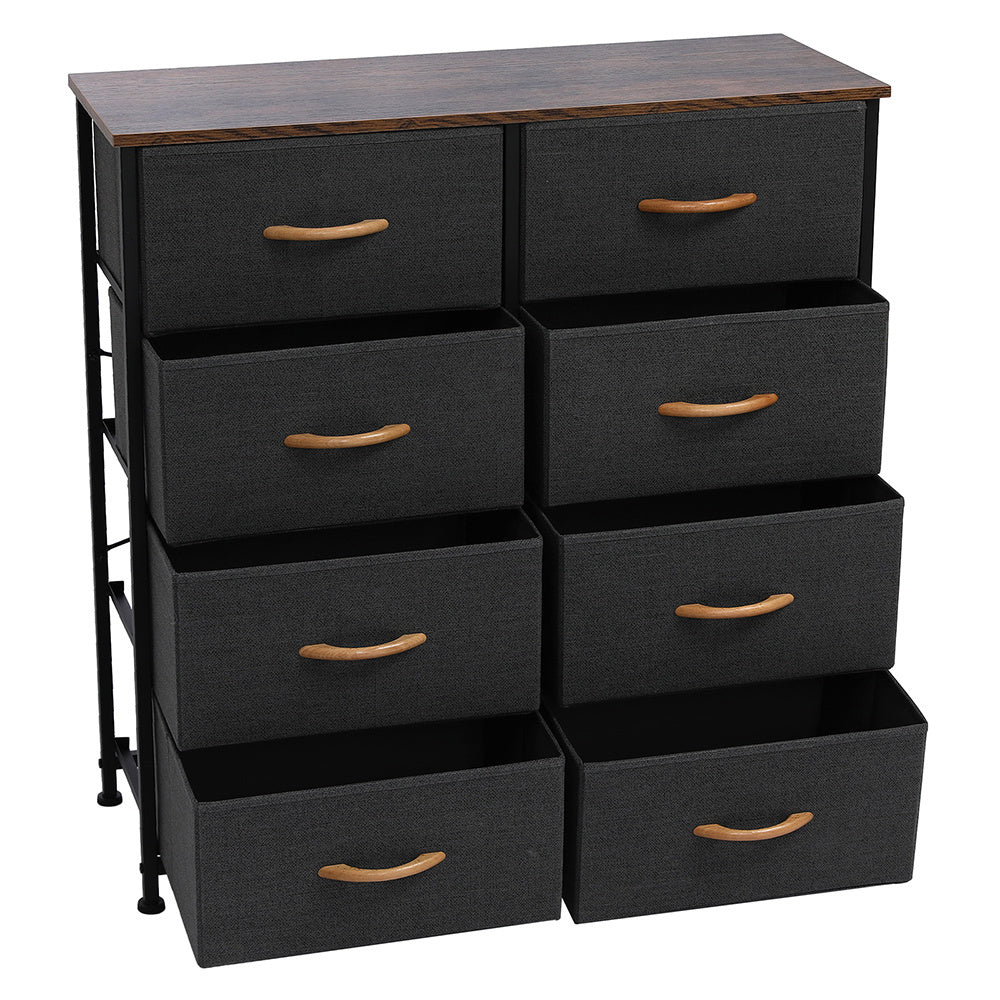 4 Tier Wide Drawer Dresser Storage Unit with 8 Easy Pull Fabric Drawers and Metal Frame Wooden Tabletop for Closets Nursery Dorm Room Hallway Gray