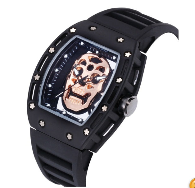 American Trade Express Hot Style Leisure Fashion Ghost Head Men Silica Quartz PU Watch