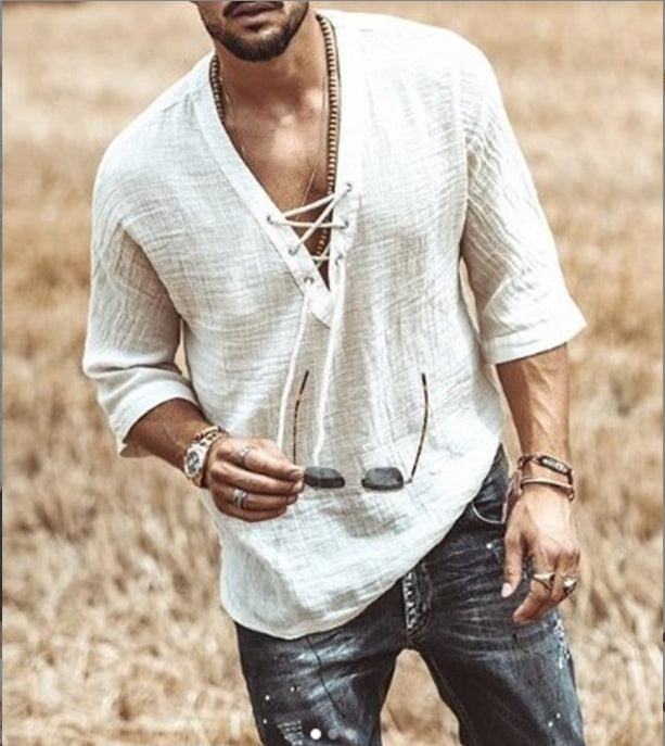 Short-Sleeved Button-Up Shirt For Men