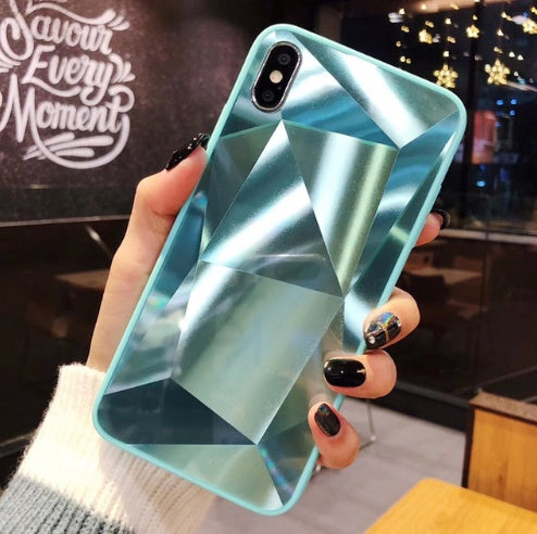 Compatible With Apple, Glitter Diamond Texture Case For X XS Max XR 7 Plus Mirror Acrylic Back Cover Cases For 6 S 7 8 Plus