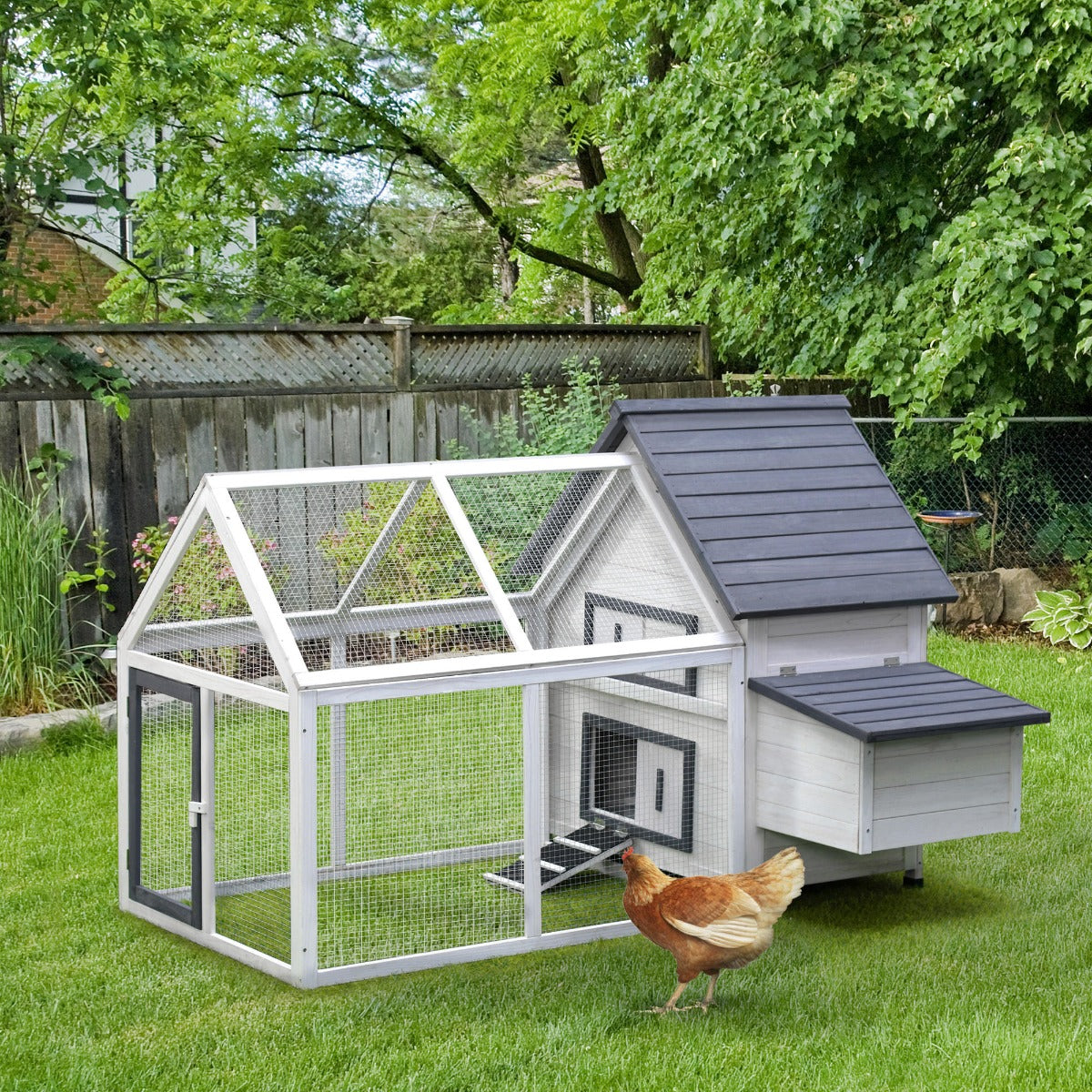 48" Wood Outdoor Chicken Coop House with Nesting Box