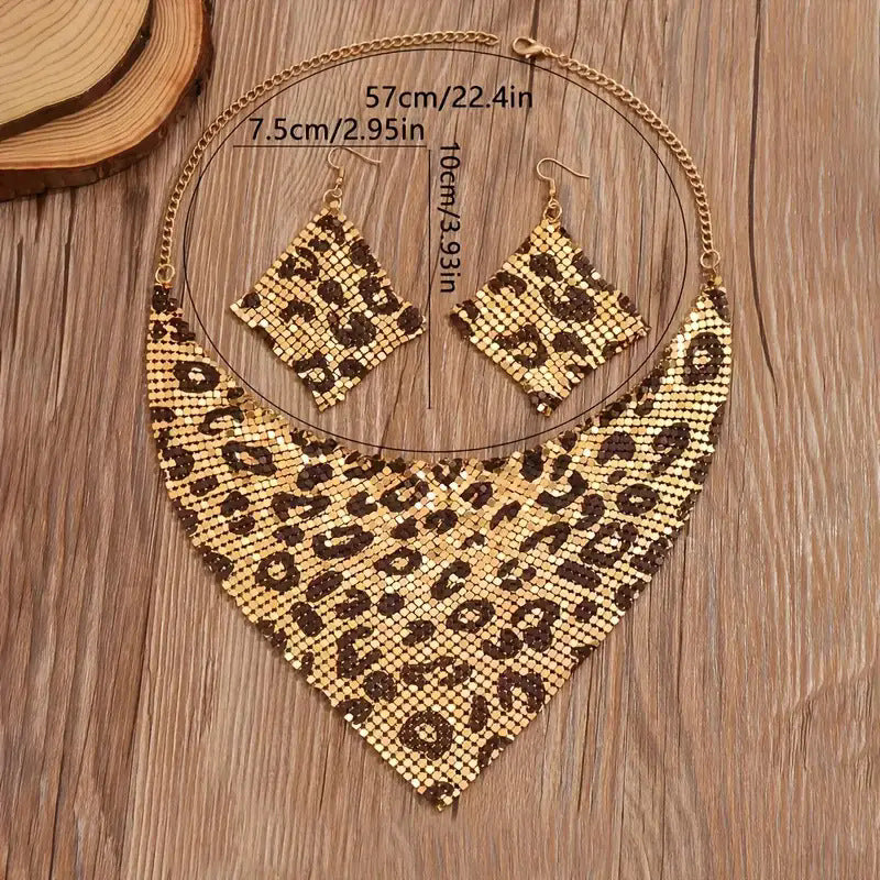 Oumei Liang Sequin Silk Scarf Design Collar Necklace Eardrops Suit