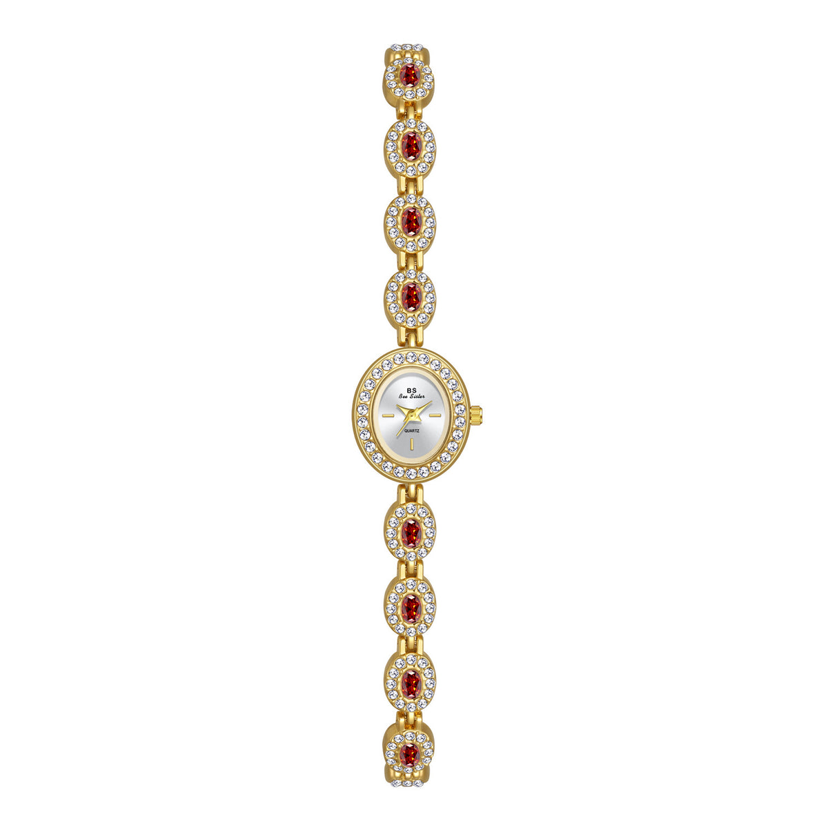 Mid-Ancient Fashion Oval Colored Gems Rainbow Light Luxury Watch
