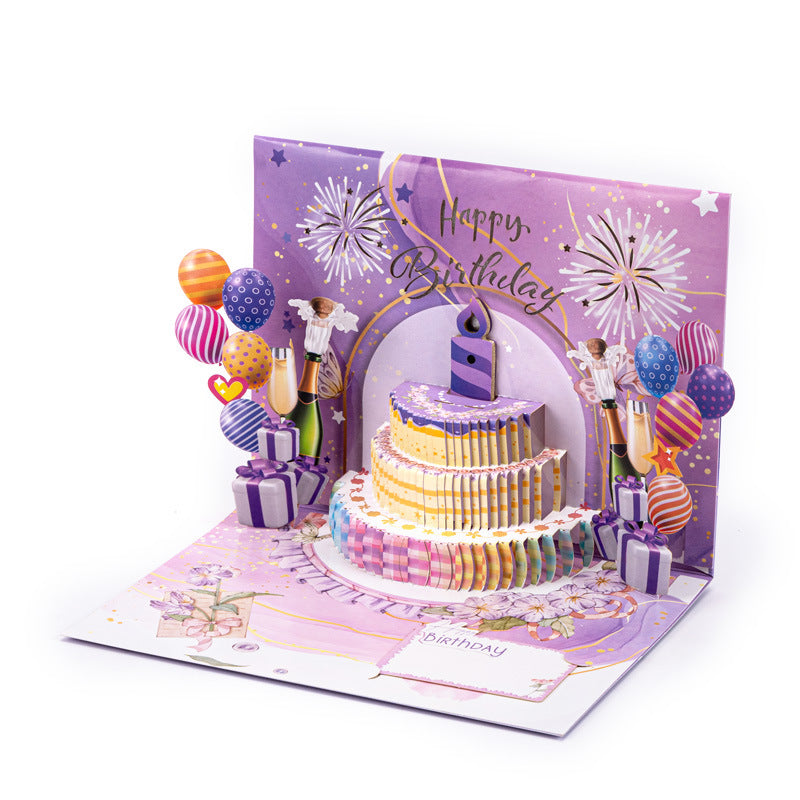 Light Music Blowing 3d 3d Cake Greeting Card