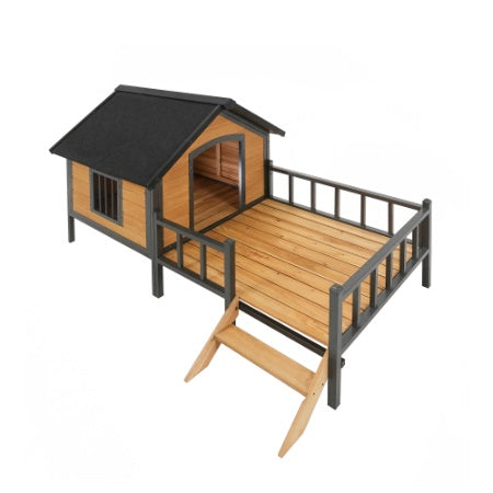 Outdoor Large Wooden Cabin House Style Wooden Dog Kennel With Porch