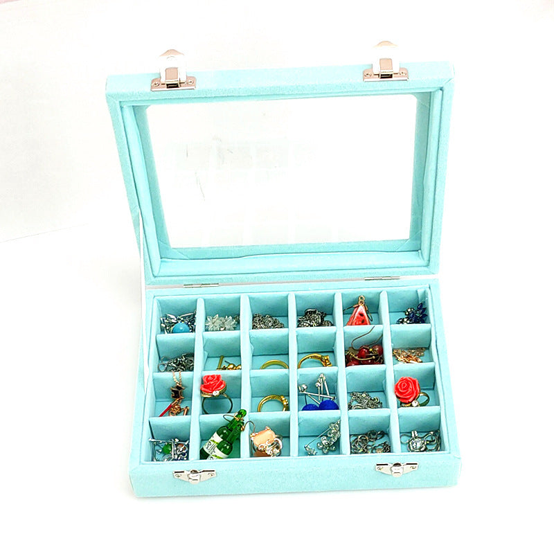 24 Grid Silver Pendant Jewelry Box With Velvet Surface