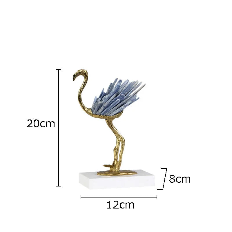 Modern Light Luxury Flamingo Crystal Brass Decoration Living Room