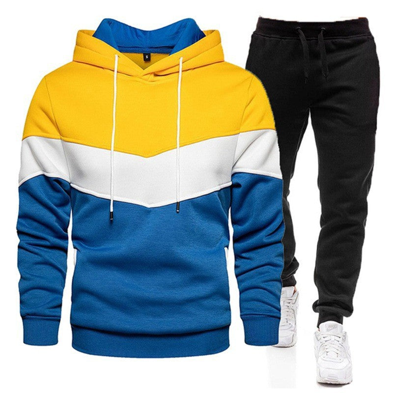 Sweater Men's Color Matching Hoodie Sportswear Suit