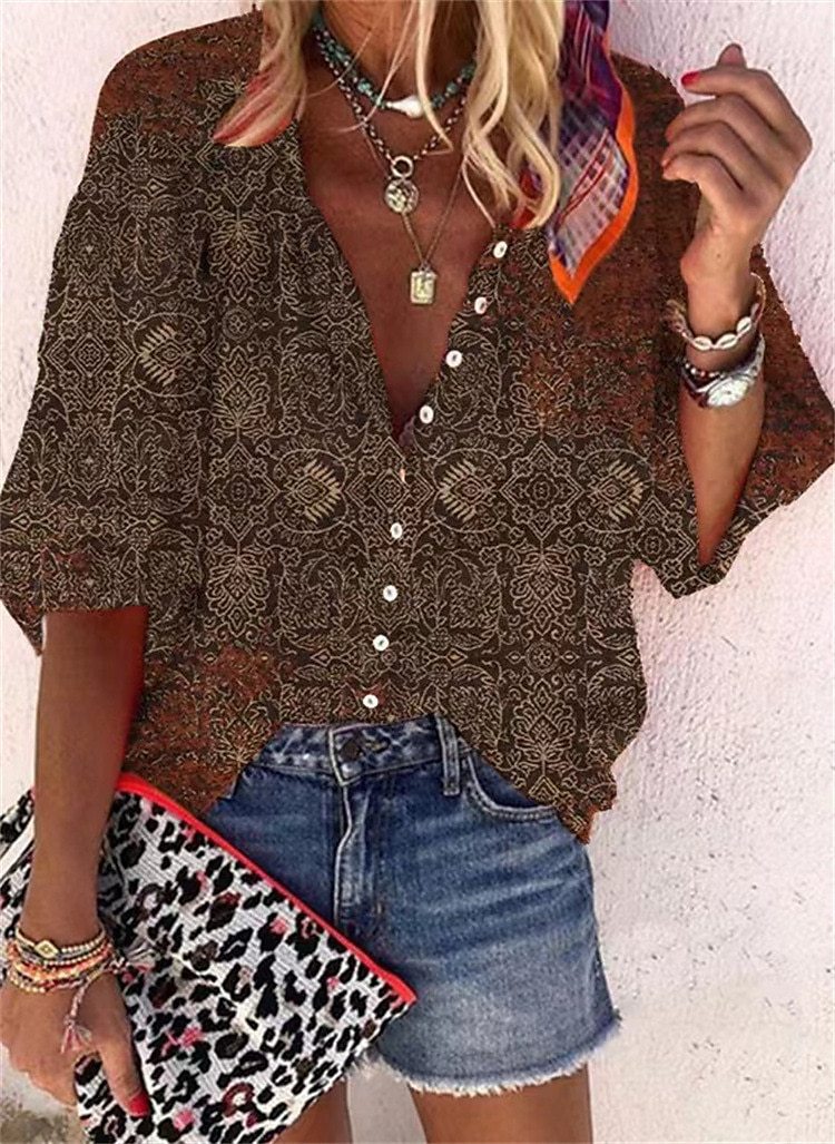 3d Flower Printed Long-Sleeved Top Female