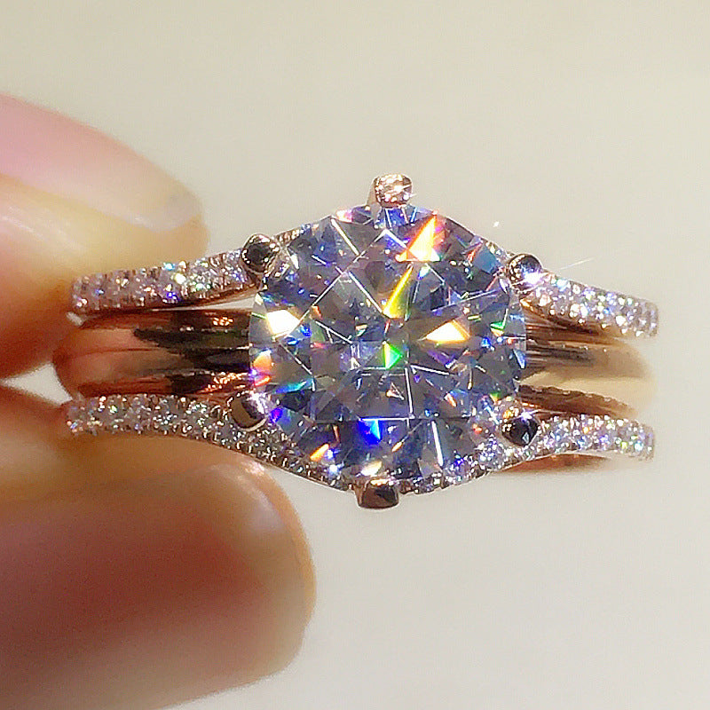 Fashion Six-Claw Cubic Zirconia Ring