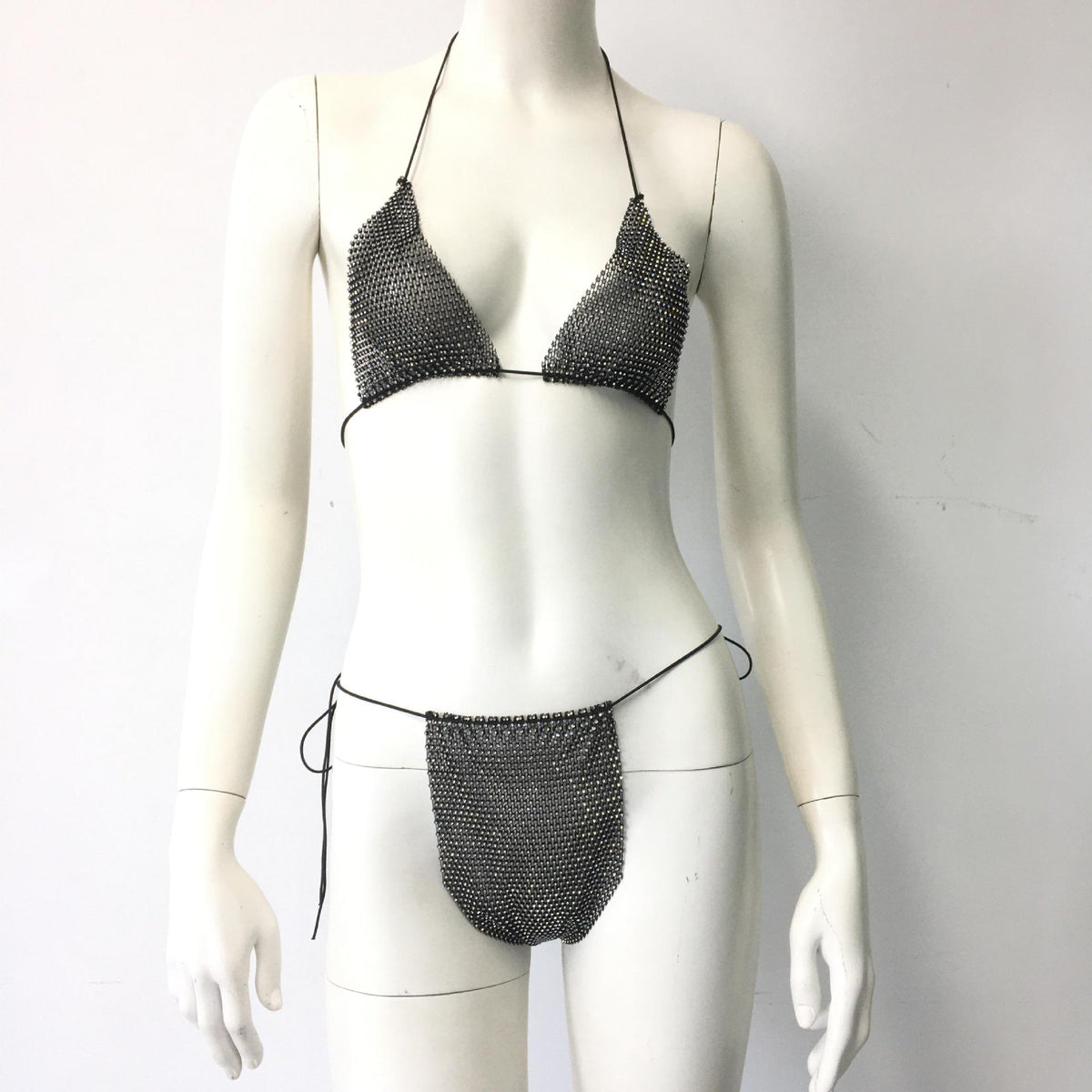 Sexy Stretch Fishnet Rhinestone Tight Group Suit