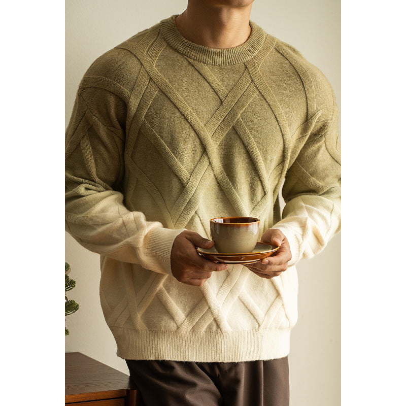 Diamond Lattice Jacquard Gradient Sweater