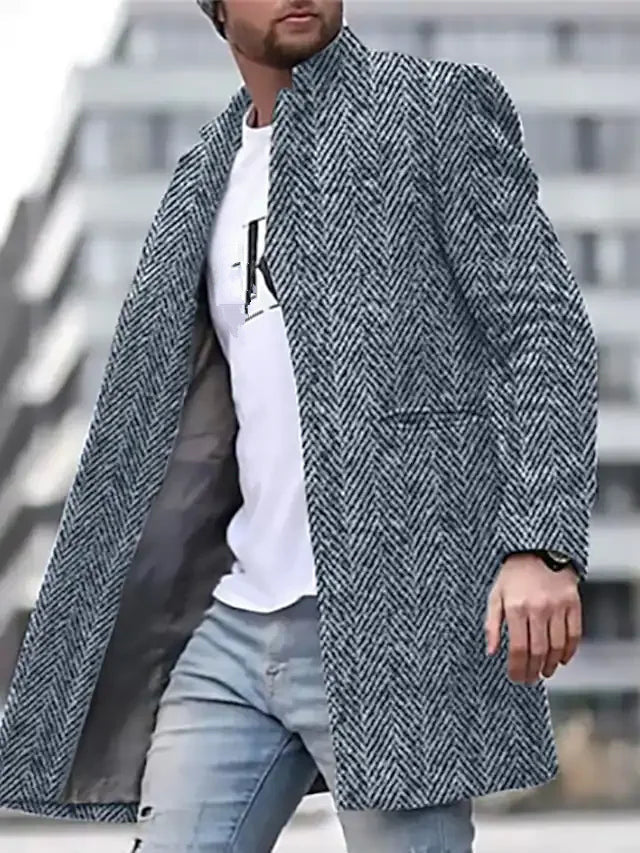 Casual Coat Woolen Printed Fashionable Jacket Men