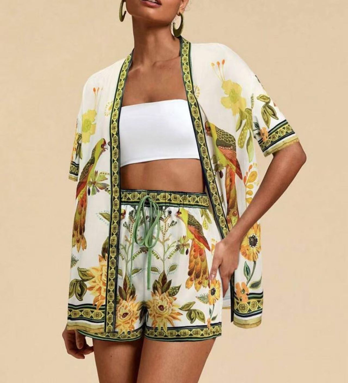Female Fashion Casual Printing Cardigan Suit