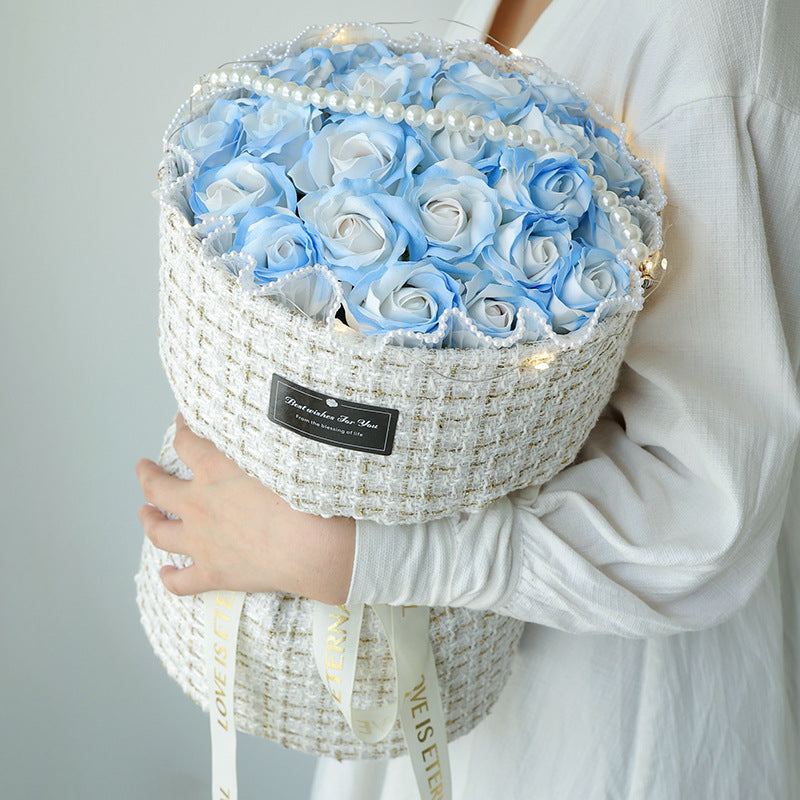 Classic Style Ice Crushing Blue Rose Soap Bridal Bouquet