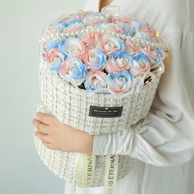 Classic Style Ice Crushing Blue Rose Soap Bridal Bouquet
