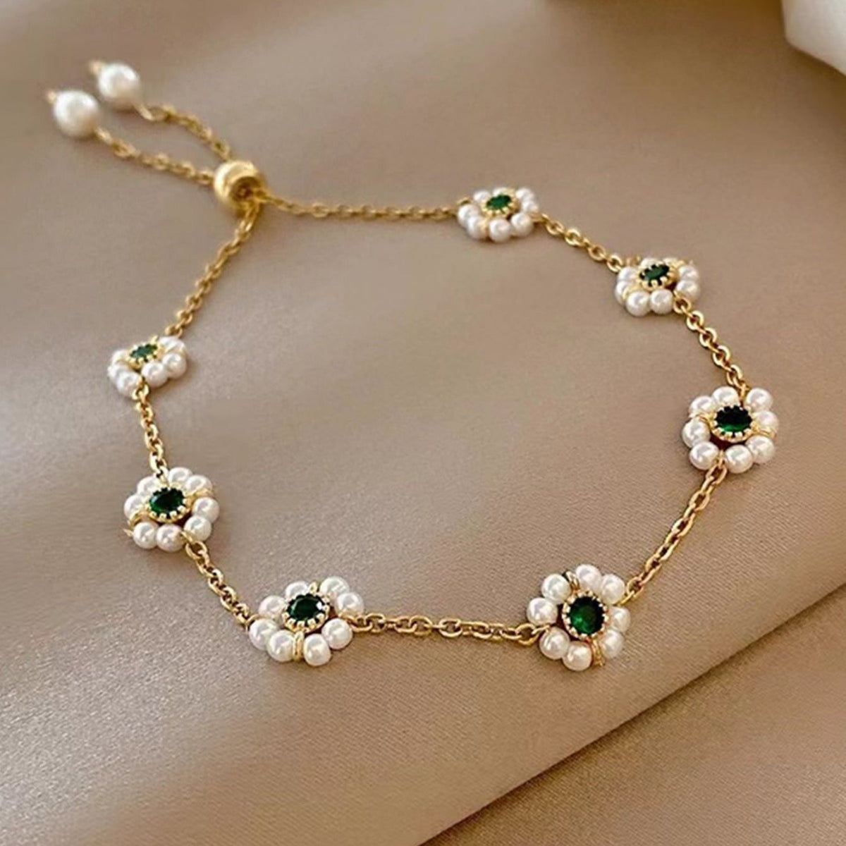 High Sense Non-Mainstream Style Pearl Bracelet All-Match Fashion Emerald