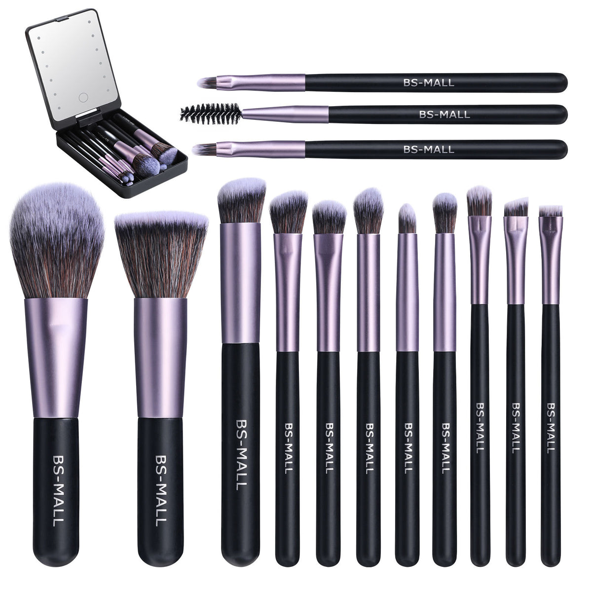Rechargeable Luminous Mirror Portable Makeup Brush Suit