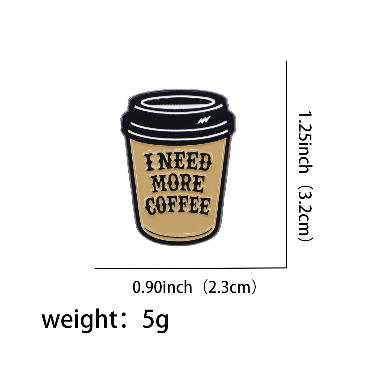 Cartoon Golden M Badge Coffee Quotation Brooch
