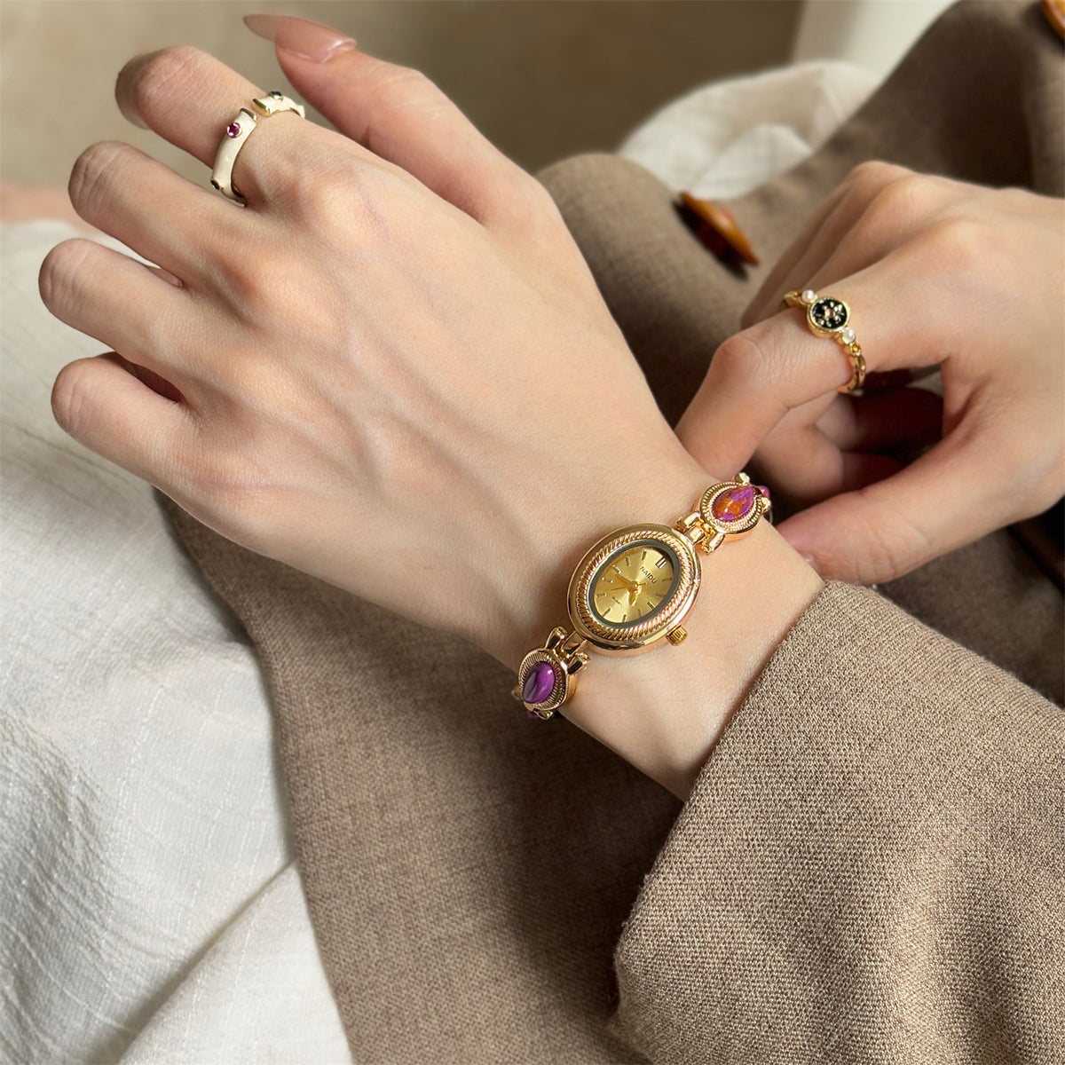 Women's Agate Bead Bracelet Watch