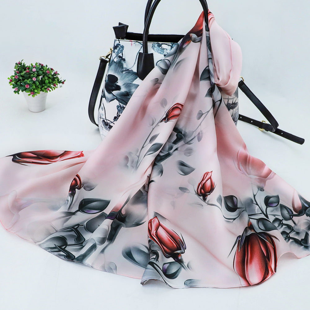 Women's Silk Scarf Shawl Sunscreen Scarf