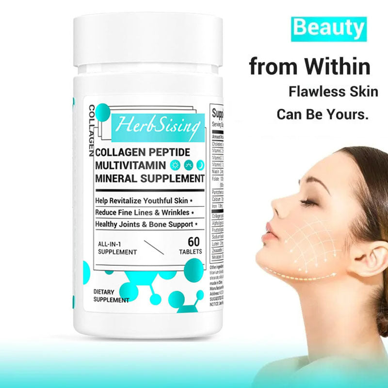 Collagen Peptides For Women, Beauty Vitamin And Mineral Supplement With Multivitamins, Hydrolyzed Protein Peptide Type, Biotin And Vitamins - 60 Capsules